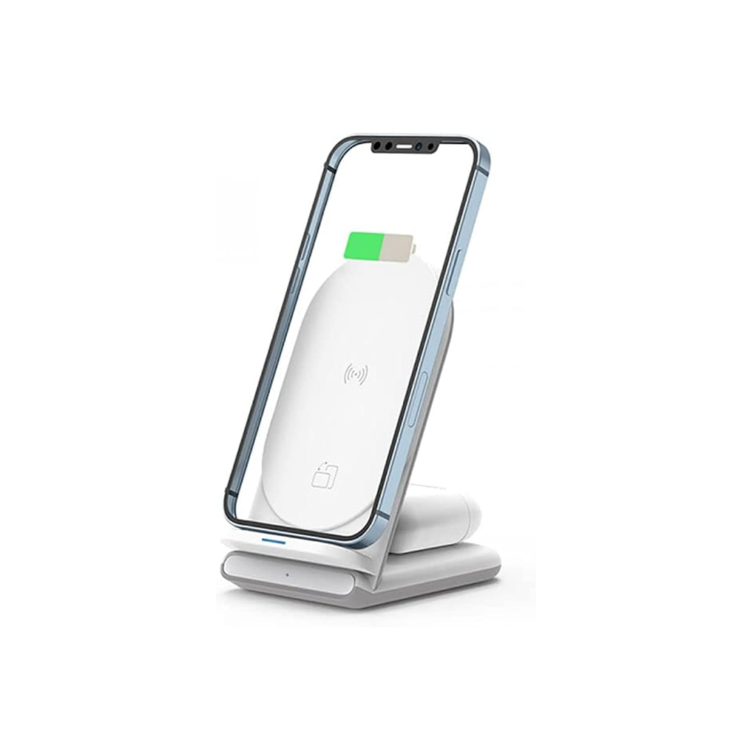 WIWU Power Air 18W 2 In 1 Wireless Charger - White in Qatar WIWU Power Air 18W 2 In 1 Wireless Charger - White in Qatar